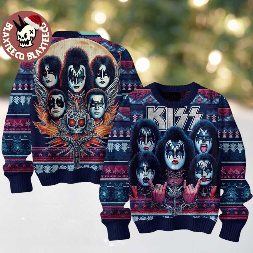 Kiss Members Rock And Roll Holiday Gift Vintage Style 2025 Ugly Christmas Sweater Kiss Members Rock And Roll Holiday Gift Vintage Style 2025 Ugly Christmas Sweater