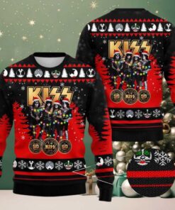 Kiss Members With Santa Hats End Of The Road The Final 50 Shows Anniversary Gift For Fans Ugly Christmas Sweater