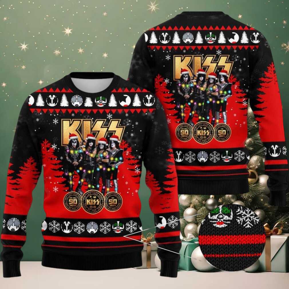 Kiss Members With Santa Hats End Of The Road The Final 50 Shows Anniversary Gift For Fans Ugly Christmas Sweater Kiss Members With Santa Hats End Of The Road The Final 50 Shows Anniversary Gift For Fans Ugly Christmas Sweater
