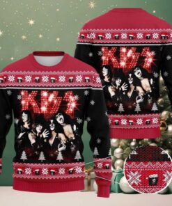 Kiss Rock Fan Lover Gift For Holiday 2025 Sparkle Logo Ugly Christmas Sweater