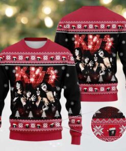 Kiss Rock Fan Lover Gift For Holiday 2025 Sparkle Logo Ugly Christmas Sweater