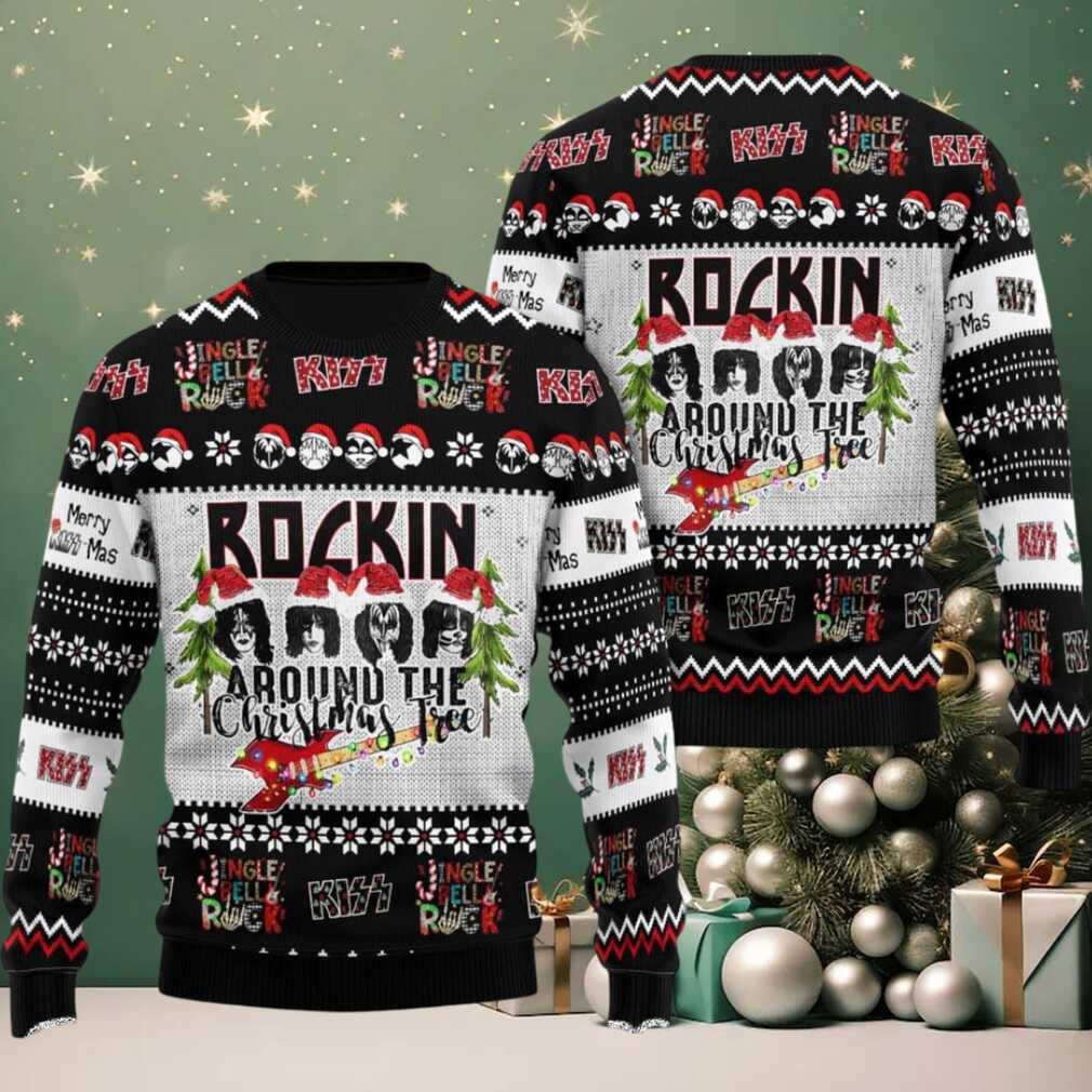 Kiss Rockin Around The Christmas Tree Jingle Bell Rock Funny Ugly Christmas Sweater Kiss Rockin Around The Christmas Tree Jingle Bell Rock Funny Ugly Christmas Sweater