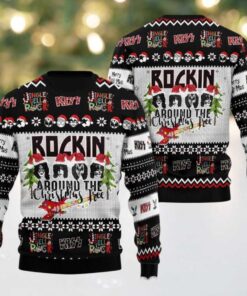 Kiss Rockin Around The Christmas Tree Jingle Bell Rock Funny Ugly Christmas Sweater