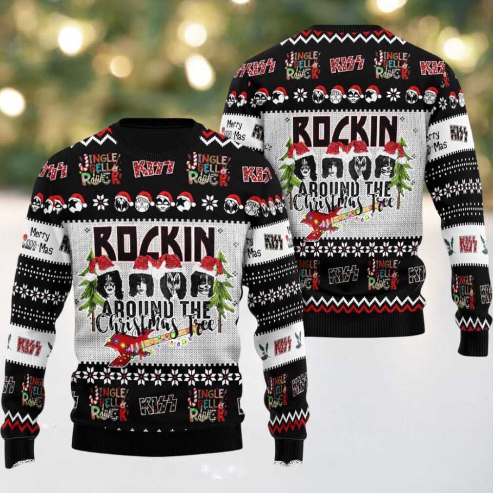 Kiss Rockin Around The Christmas Tree Jingle Bell Rock Funny Ugly Christmas Sweater Kiss Rockin Around The Christmas Tree Jingle Bell Rock Funny Ugly Christmas Sweater