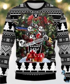Las Vegas Raiders Christmas Tree Ugly Christmas Sweater Black Womens