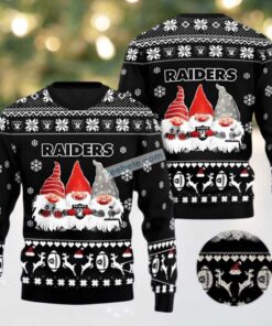 Las Vegas Raiders Gnome Christmas Ugly Sweaters For Couples Black