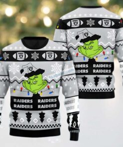 Las Vegas Raiders Grinch Christmas Ugly Christmas Sweater Cheap Grey