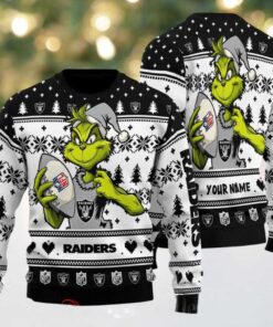 Las Vegas Raiders Grinch With Ball NFL Ugly Christmas Sweater