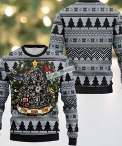 Las Vegas Raiders Laurel Wreath And Pine Tree Ugly Sweater Grey