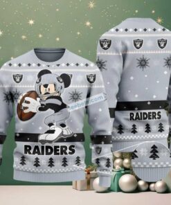 Las Vegas Raiders Mickey Mouse Vintage Ugly Christmas Sweaters Grey Las Vegas Raiders Mickey Mouse Vintage Ugly Christmas Sweaters Grey