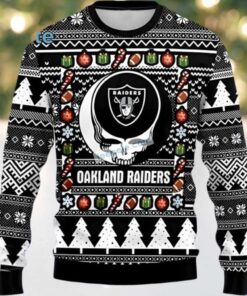 Las Vegas Raiders Oakland Grateful Dead Ugly Sweaters For Christmas Black Mens