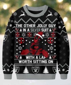 Las Vegas Raiders Official NFL Deadpool Christmas Ugly Sweater NY