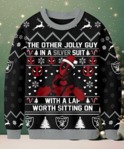 Las Vegas Raiders Official NFL Deadpool Christmas Ugly Sweater NY