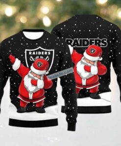 Las Vegas Raiders Santa Claus Christmas Ugly Christmas Sweater Black