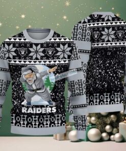 Las Vegas Raiders Santa Claus Ho Ho Ho Ugly Christmas Sweater Plus Size Grey Las Vegas Raiders Santa Claus Ho Ho Ho Ugly Christmas Sweater Plus Size Grey