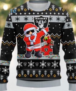 Las Vegas Raiders Santa Claus Ugly Sweater Christmas Party Black Grey