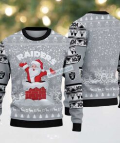 Las Vegas Raiders Santa Claus Ugly Sweater Party Grey