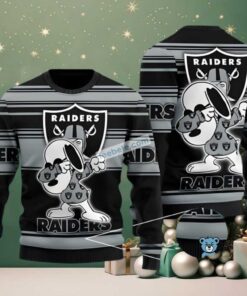 Las Vegas Raiders Snoopy Ugly Xmas Sweater Party Grey Black