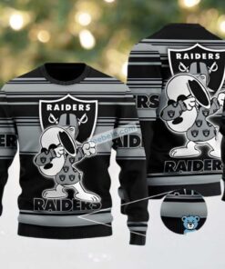 Las Vegas Raiders Snoopy Ugly Xmas Sweater Party Grey Black