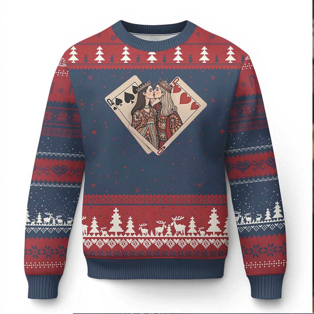 Lesbian Pride Ugly Christmas Sweater Vintage Kissing Cards Sapphic Art Lesbian Pride Ugly Christmas Sweater Vintage Kissing Cards Sapphic Art