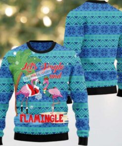 Lets Jingle And Flamingle Flamingo Ugly Christmas Sweater