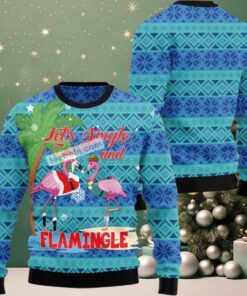 Lets Jingle And Flamingle Flamingo Ugly Christmas Sweater
