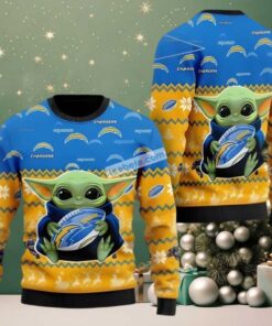 Los Angeles Chargers Baby Yoda Star Wars Ugly Holiday Sweater Blue Yellow Los Angeles Chargers Baby Yoda Star Wars Ugly Holiday Sweater Blue Yellow