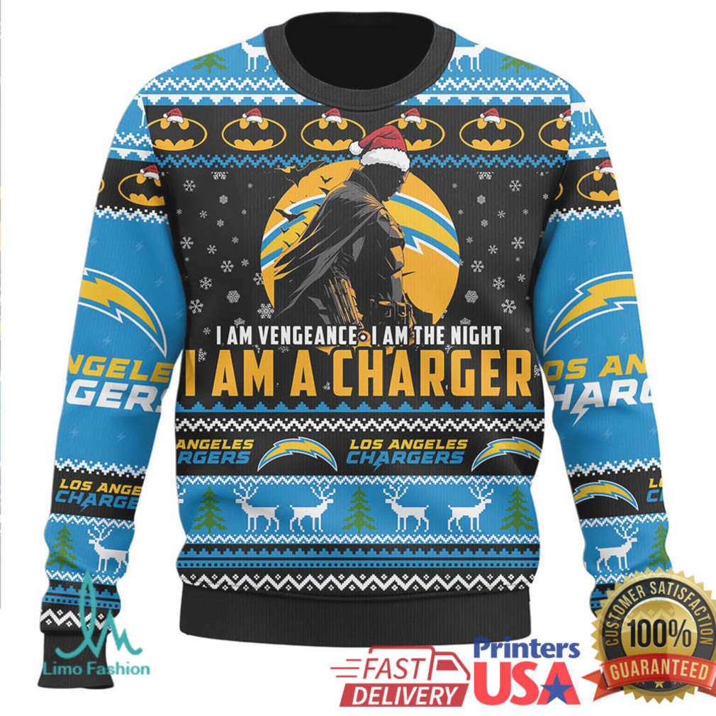 Los Angeles Chargers Batman I Am A Charger Fan Ugly Christmas Sweater Los Angeles Chargers Batman I Am A Charger Fan Ugly Christmas Sweater
