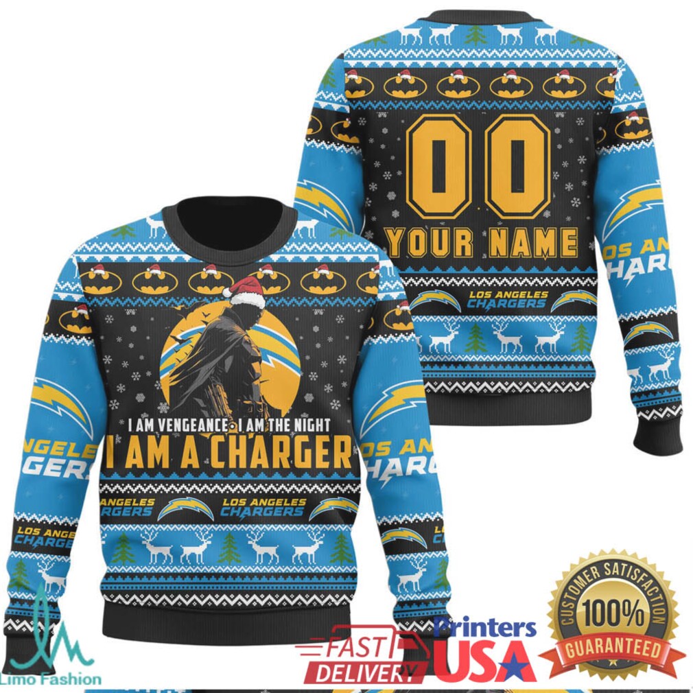 Los Angeles Chargers Batman I Am A Charger Fan Ugly Christmas Sweater Los Angeles Chargers Batman I Am A Charger Fan Ugly Christmas Sweater