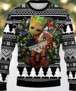 Los Angeles Chargers Groot Hug Wreath Ugly Christmas Sweater Black Cool