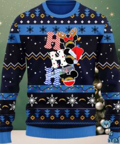 Los Angeles Chargers Hohoho Mickey Mouse Ugly Christmas Sweatshirt Womens Blue Los Angeles Chargers Hohoho Mickey Mouse Ugly Christmas Sweatshirt Womens Blue