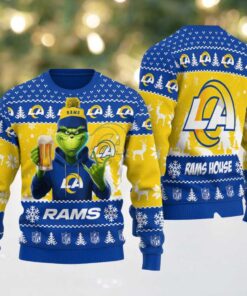 Los Angeles Rams Grinch With Beer Ugly Christmas Sweater