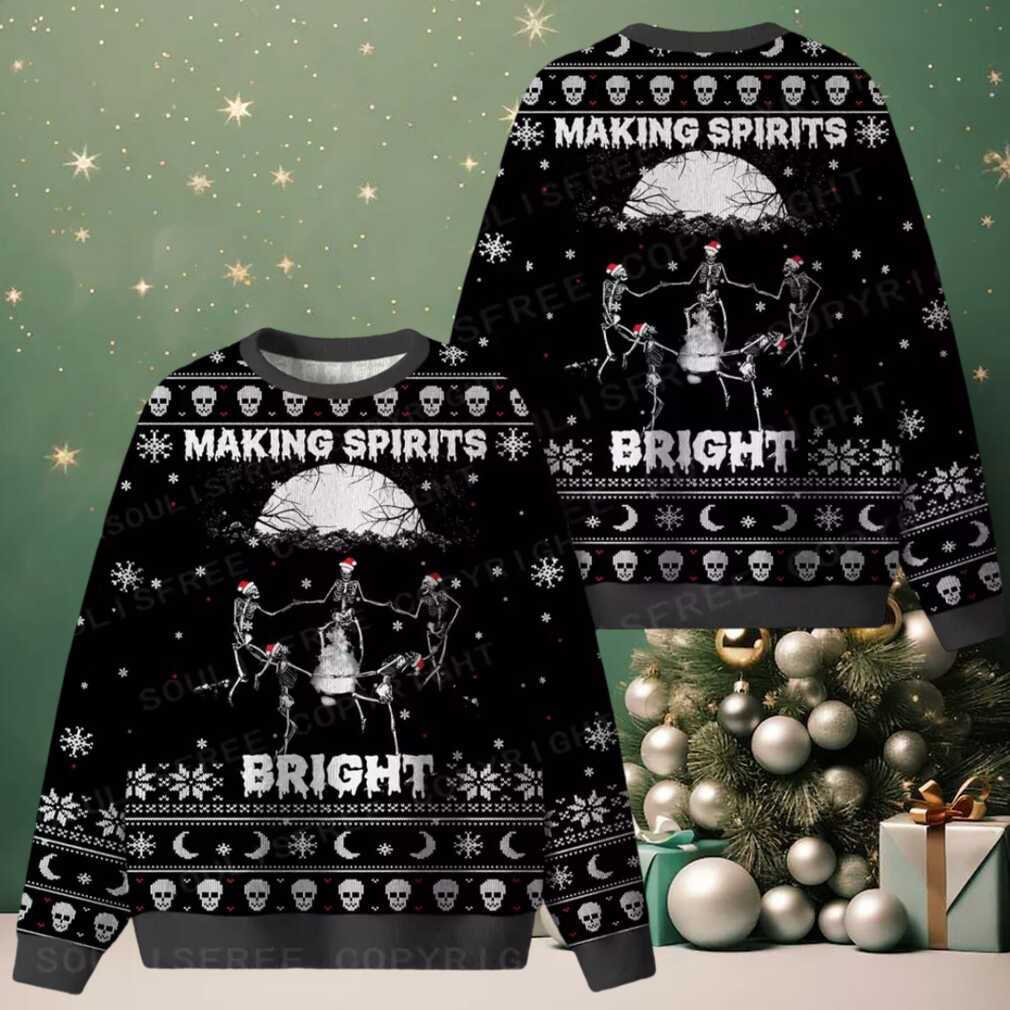 Making Spirits Bright Ugly Christmas Knit Sweatshirt Making Spirits Bright Ugly Christmas Knit Sweatshirt