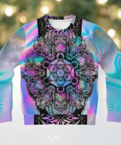 Mandala Holographic Psychedelic 3d Ugly Christmas Sweater