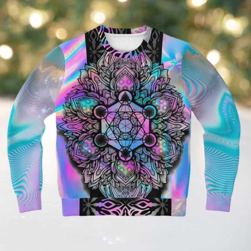 Mandala Holographic Psychedelic 3d Ugly Christmas Sweater Mandala Holographic Psychedelic 3d Ugly Christmas Sweater
