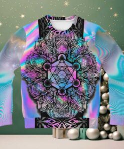 Mandala Holographic Psychedelic 3d Ugly Christmas Sweater