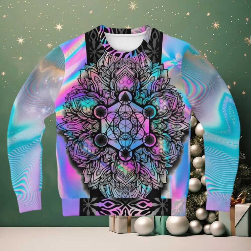 Mandala Holographic Psychedelic 3d Ugly Christmas Sweater Mandala Holographic Psychedelic 3d Ugly Christmas Sweater