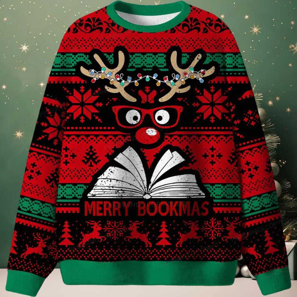 Merry Bookmas Ugly Christmas Sweater Merry Bookmas Ugly Christmas Sweater