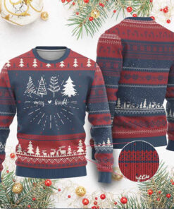 Merry & Bright Christmas Trees Ugly Christmas Sweater Holiday Tee Xmas Gift
