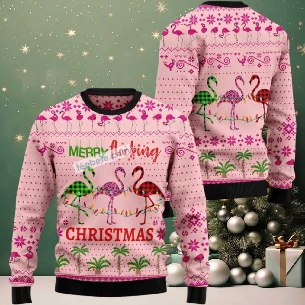 Merry Flocking Flamingo Ugly Christmas Sweater Big And Tall Merry Flocking Flamingo Ugly Christmas Sweater Big And Tall