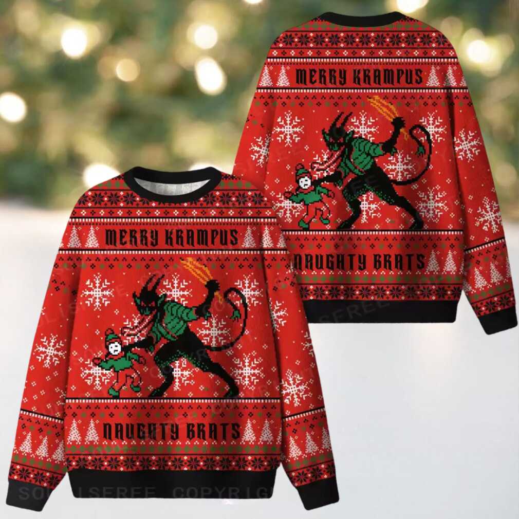 Merry Krampus, maughty brats Ugly Christmas Knit Sweatshirt Merry Krampus, maughty brats Ugly Christmas Knit Sweatshirt