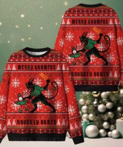 Merry Krampus, maughty brats Ugly Christmas Knit Sweatshirt