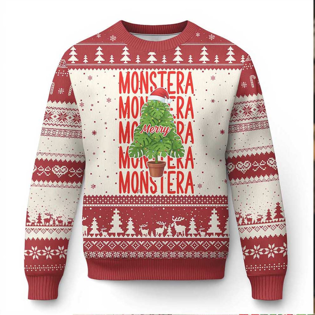 Merry Monstera Ugly Christmas Sweater Plant Lover Xmas Gift Merry Monstera Ugly Christmas Sweater Plant Lover Xmas Gift