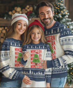 Merry Monstera Ugly Christmas Sweater Plant Lover Xmas Gift