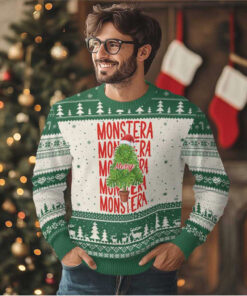 Merry Monstera Ugly Christmas Sweater Plant Lover Xmas Gift, hoodie, sweater, long sleeve and tank top Merry Monstera Ugly Christmas Sweater Plant Lover Xmas Gift