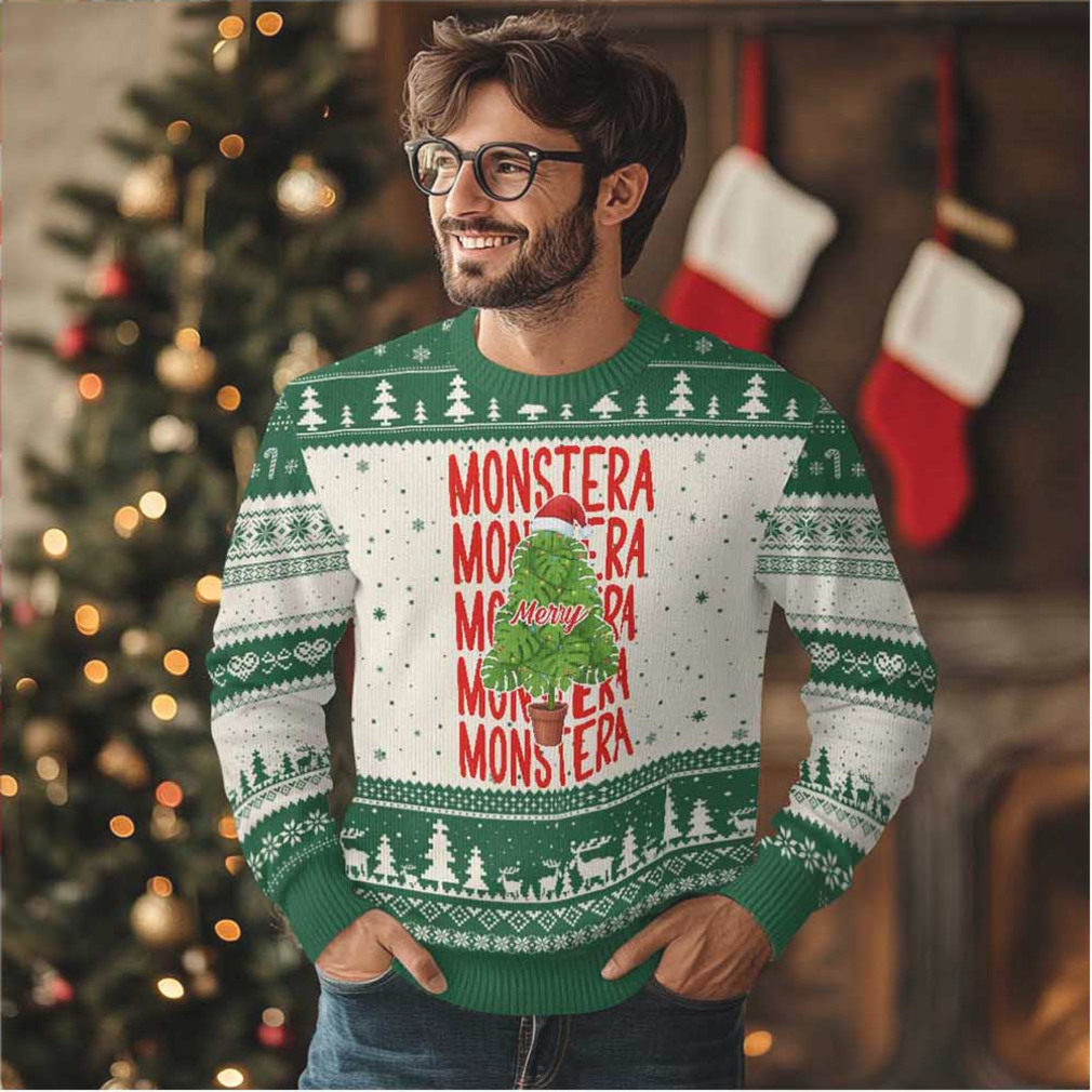 Merry Monstera Ugly Christmas Sweater Plant Lover Xmas Gift Merry Monstera Ugly Christmas Sweater Plant Lover Xmas Gift