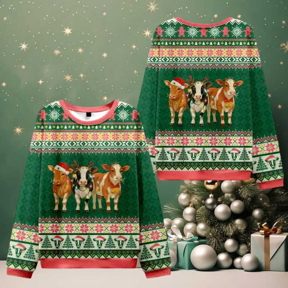 Merry Moo Ugly Christmas Knit Sweatshirt Merry Moo Ugly Christmas Knit Sweatshirt