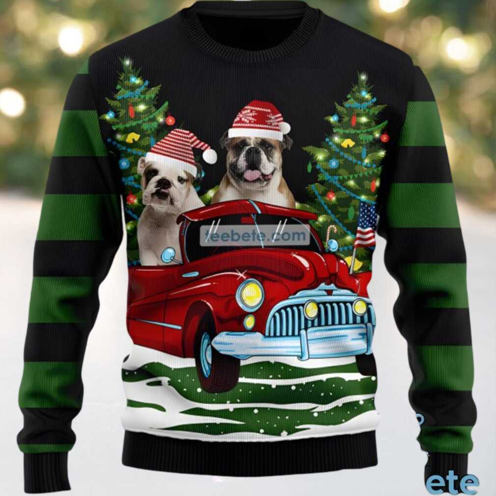 Merry Pug Dog Mom Ugly Xmas Sweater Black, hoodie, sweater, long sleeve and tank top Merry Pug Dog Mom Ugly Xmas Sweater Black front view