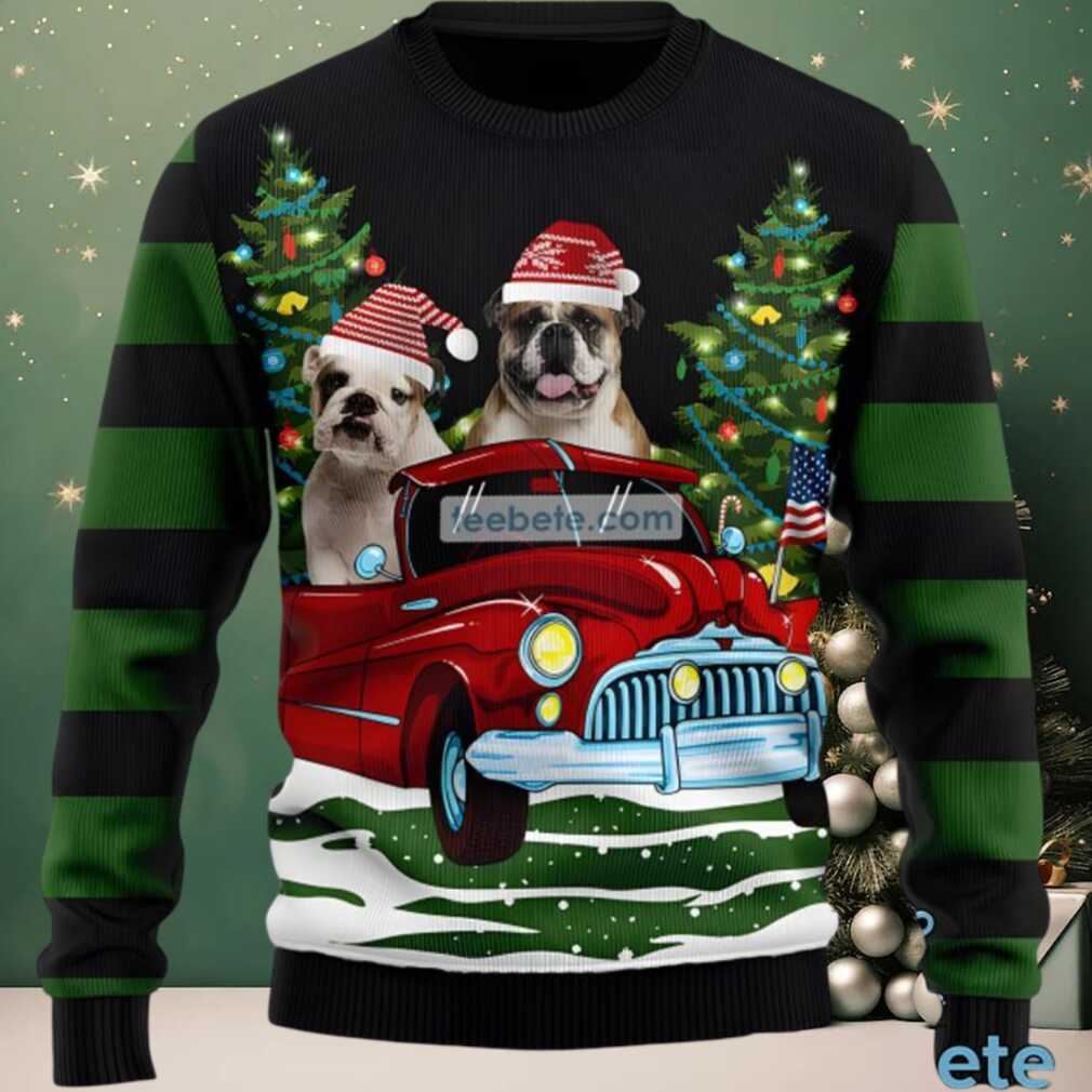 Merry Pug Dog Mom Ugly Xmas Sweater Black, hoodie, sweater, long sleeve and tank top Merry Pug Dog Mom Ugly Xmas Sweater Black detail view