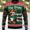 Boxer Dog Face Ugly Xmas Sweater Black